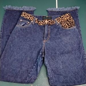 Andrew Jeans Size 9. With Cheetah Print Waist